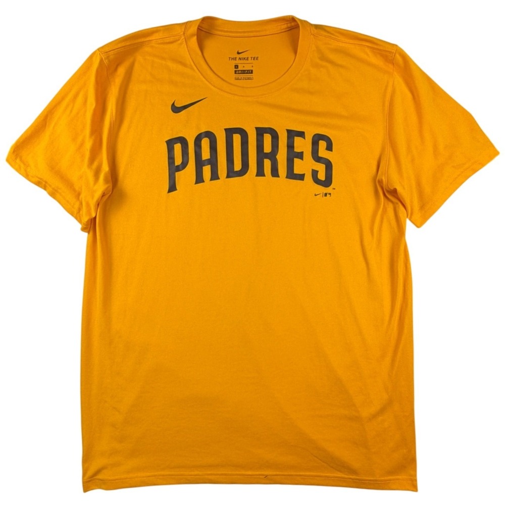 Nike San Diego Padres Mens Large Gold Dri-FIT MLB Baseball Graphic T-Shirt